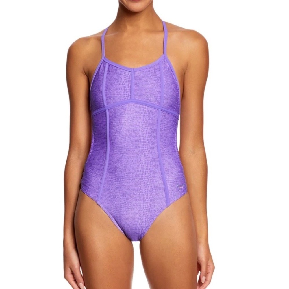 NEW Speedo Missy Franklin Endurance Lite Lilac Purple Reptile One Piece Swim 10 - Picture 10 of 11
